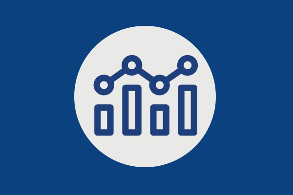 icon graphic showing visual representation of chart on a blue background